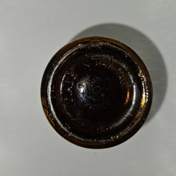 Vintage Amber Glass Bottle Bubble Pattern w/ Cork 7" Taiwan 1970s - Picture 3 of 3